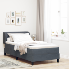 Boxspring Ágy Matraccal Sötétszürke 100x200 cm Bársony ágy és ágykellék