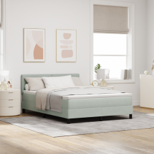 Boxspring Ágy Mattal Világosszürke 160x200 cm Bársony ágy és ágykellék