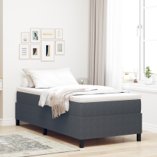  Boxspring Ágy Sötétszürke 100x200 cm Bordás Szövet ágy és ágykellék