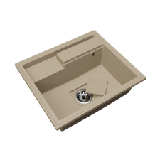 Brado ELITE 6052 gránit mosogató automata dugóemelő, szifonnal, bézs-szemcsés, beépíthető mosogatótálca