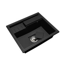 Brado ELITE 6052  gránit mosogató automata dugóemelő, szifonnal, fekete, beépíthető mosogatótálca