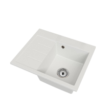 Brado Exclusive 60 gránit mosogató, balos csepegtetővel, fehér, beépíthető mosogatótálca