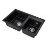 Brado Modern 8020 kétmedencés gránit mosogató, manuális szifonnal, fekete, beépíthető