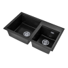 Brado Modern 8020 kétmedencés gránit mosogató, manuális szifonnal, fekete-szemcsés, beépíthető