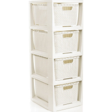 BranQ Könyvespolc 4 Kosárral BranQ Antik Fehér (CEN-58927) bútor