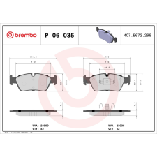 BREMBO fékbetétkészlet, tárcsafék BREMBO P 06 035 autóalkatrész
