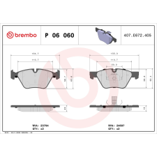BREMBO fékbetétkészlet, tárcsafék BREMBO P 06 060 autóalkatrész