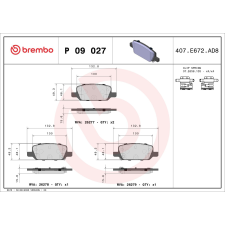 BREMBO fékbetétkészlet, tárcsafék BREMBO P 09 027 autóalkatrész