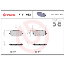 BREMBO fékbetétkészlet, tárcsafék BREMBO P 11 032 autóalkatrész