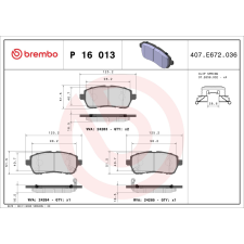 BREMBO fékbetétkészlet, tárcsafék BREMBO P 16 013 autóalkatrész