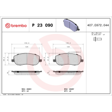 BREMBO fékbetétkészlet, tárcsafék BREMBO P 23 090 autóalkatrész
