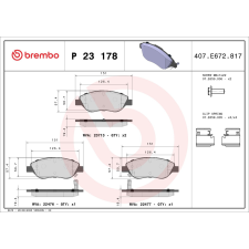 BREMBO fékbetétkészlet, tárcsafék BREMBO P 23 178 autóalkatrész