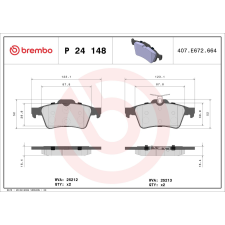 BREMBO fékbetétkészlet, tárcsafék BREMBO P 24 148 autóalkatrész