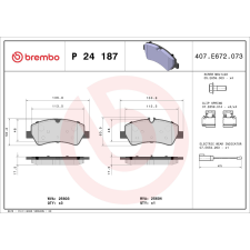 BREMBO fékbetétkészlet, tárcsafék BREMBO P 24 187 autóalkatrész