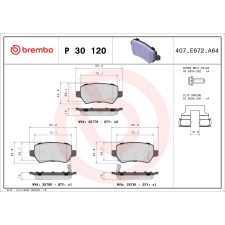 BREMBO fékbetétkészlet, tárcsafék BREMBO P 30 120 autóalkatrész
