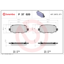 BREMBO fékbetétkészlet, tárcsafék BREMBO P 37 020 autóalkatrész