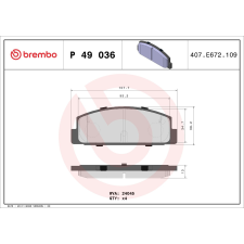 BREMBO fékbetétkészlet, tárcsafék BREMBO P 49 036 autóalkatrész
