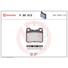 BREMBO fékbetétkészlet, tárcsafék BREMBO P 50 013 autóalkatrész