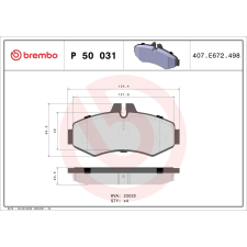 BREMBO fékbetétkészlet, tárcsafék BREMBO P 50 031 autóalkatrész