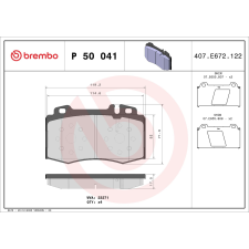 BREMBO fékbetétkészlet, tárcsafék BREMBO P 50 041 autóalkatrész