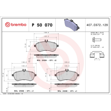 BREMBO fékbetétkészlet, tárcsafék BREMBO P 50 070 autóalkatrész