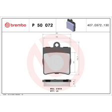 BREMBO fékbetétkészlet, tárcsafék BREMBO P 50 072 autóalkatrész