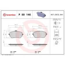 BREMBO fékbetétkészlet, tárcsafék BREMBO P 50 146 autóalkatrész