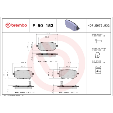 BREMBO fékbetétkészlet, tárcsafék BREMBO P 50 153 autóalkatrész