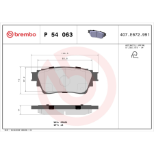 BREMBO fékbetétkészlet, tárcsafék BREMBO P 54 063 autóalkatrész