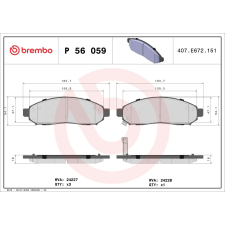 BREMBO fékbetétkészlet, tárcsafék BREMBO P 56 059 autóalkatrész