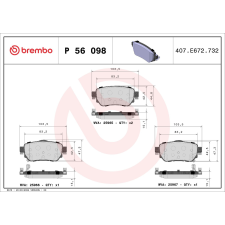 BREMBO fékbetétkészlet, tárcsafék BREMBO P 56 098 autóalkatrész