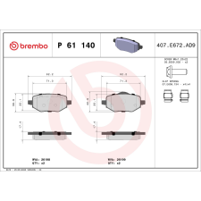 BREMBO fékbetétkészlet, tárcsafék BREMBO P 61 140 autóalkatrész
