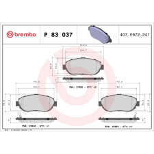 BREMBO fékbetétkészlet, tárcsafék BREMBO P 83 037 autóalkatrész