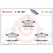 BREMBO fékbetétkészlet, tárcsafék BREMBO P 83 087 autóalkatrész