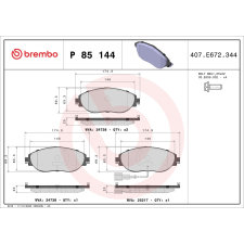 BREMBO fékbetétkészlet, tárcsafék BREMBO P 85 144X autóalkatrész