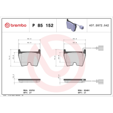 BREMBO fékbetétkészlet, tárcsafék BREMBO P 85 152X autóalkatrész