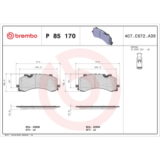 BREMBO fékbetétkészlet, tárcsafék BREMBO P 85 170 autóalkatrész