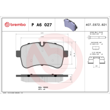 BREMBO fékbetétkészlet, tárcsafék BREMBO P A6 027 autóalkatrész