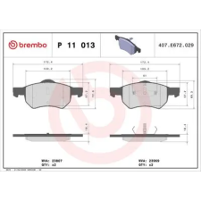BREMBO fékbetétkészlet, tárcsafék P 11 013 autóalkatrész