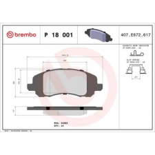 BREMBO fékbetétkészlet, tárcsafék P 18 001 autóalkatrész