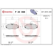 BREMBO fékbetétkészlet, tárcsafék P 23 068 autóalkatrész