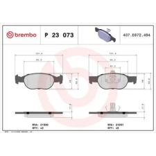 BREMBO fékbetétkészlet, tárcsafék P 23 073 autóalkatrész