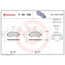 BREMBO fékbetétkészlet, tárcsafék P 23 136 autóalkatrész