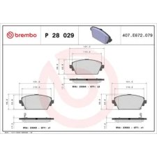 BREMBO fékbetétkészlet, tárcsafék P 28 029 autóalkatrész