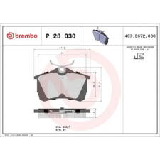 BREMBO fékbetétkészlet, tárcsafék P 28 030 autóalkatrész