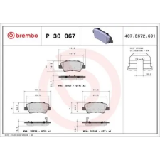 BREMBO fékbetétkészlet, tárcsafék P 30 067 autóalkatrész