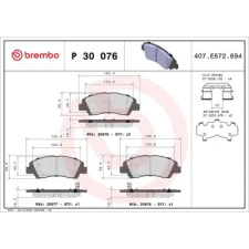 BREMBO fékbetétkészlet, tárcsafék P 30 076 autóalkatrész