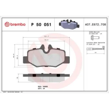 BREMBO fékbetétkészlet, tárcsafék P 50 051 autóalkatrész