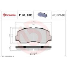BREMBO fékbetétkészlet, tárcsafék P 54 002 autóalkatrész