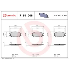 BREMBO fékbetétkészlet, tárcsafék P 54 008 autóalkatrész